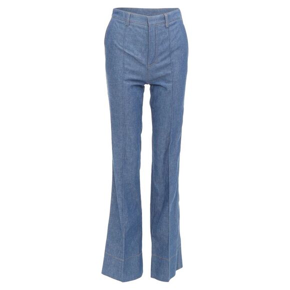 Saint Laurent blue pleated front high waist flare leg jeans - Picture 1 of 6